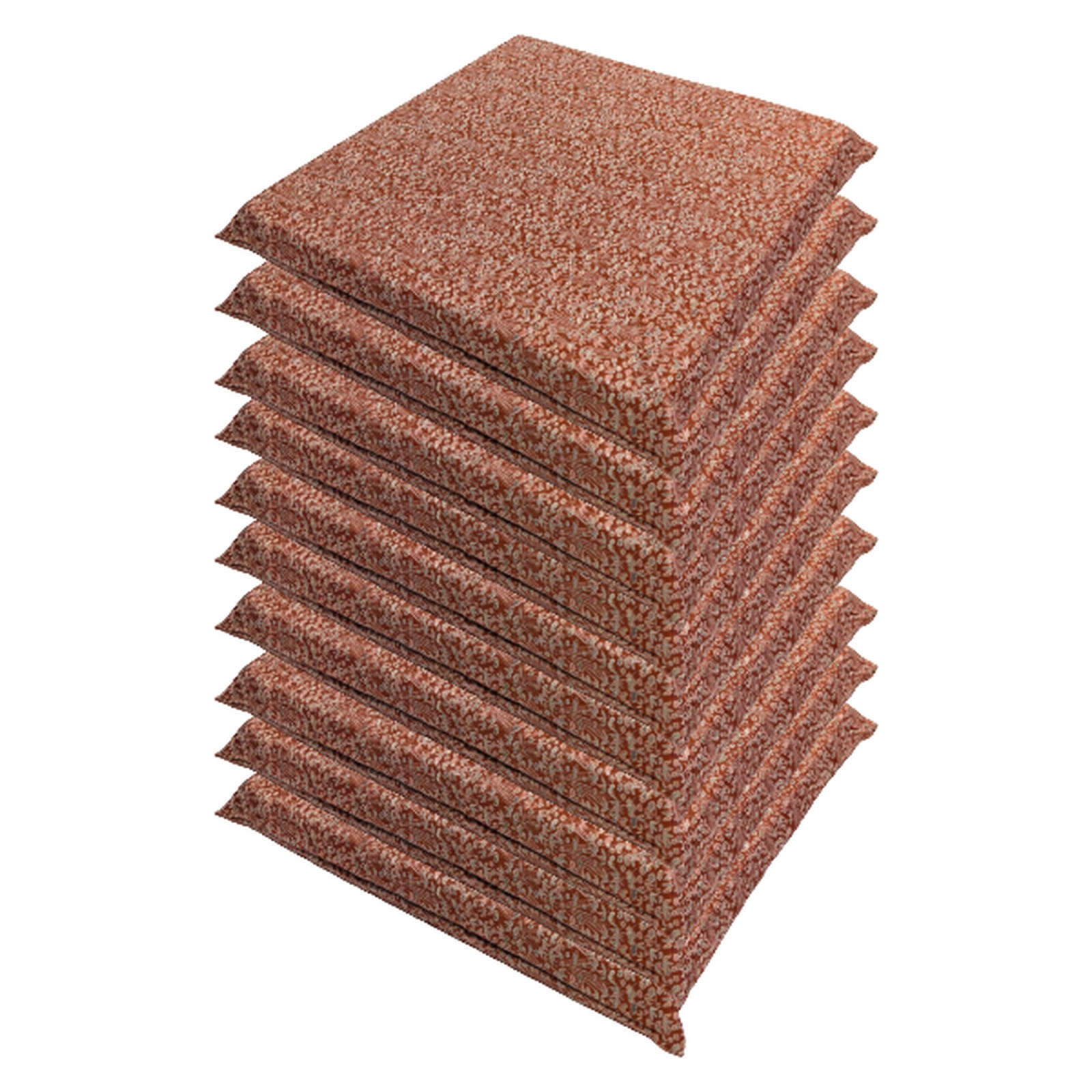座布団「お召」10枚セット 中芯入り 撥水 40×40×厚さ5cm 小花柄 赤
