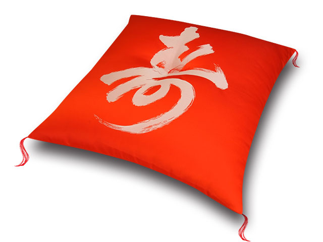 祝寿座布団　鶴寿赤白　十人色彩