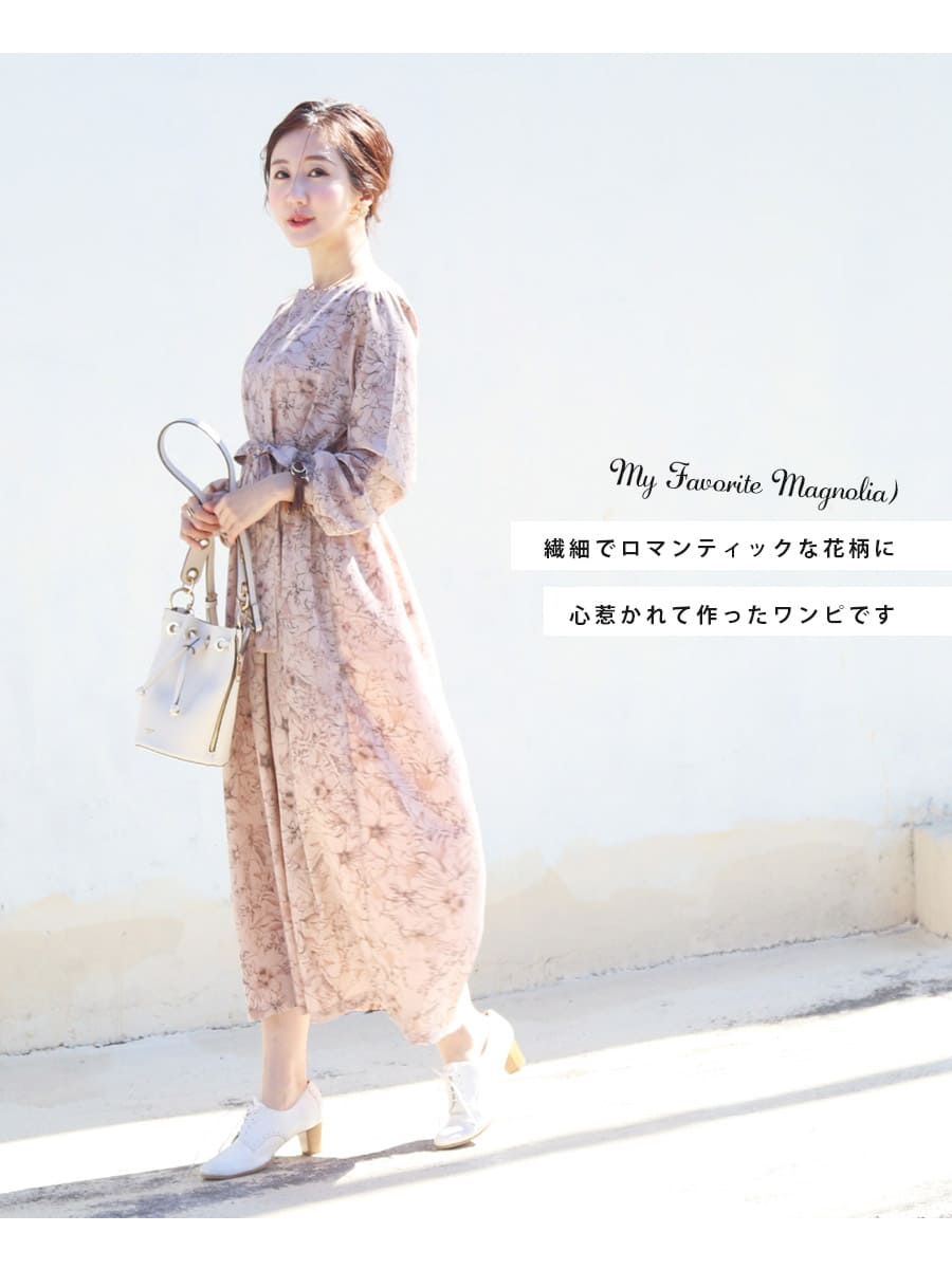 授乳服・マタニティ＞マグノリア・フラワープリントワンピース