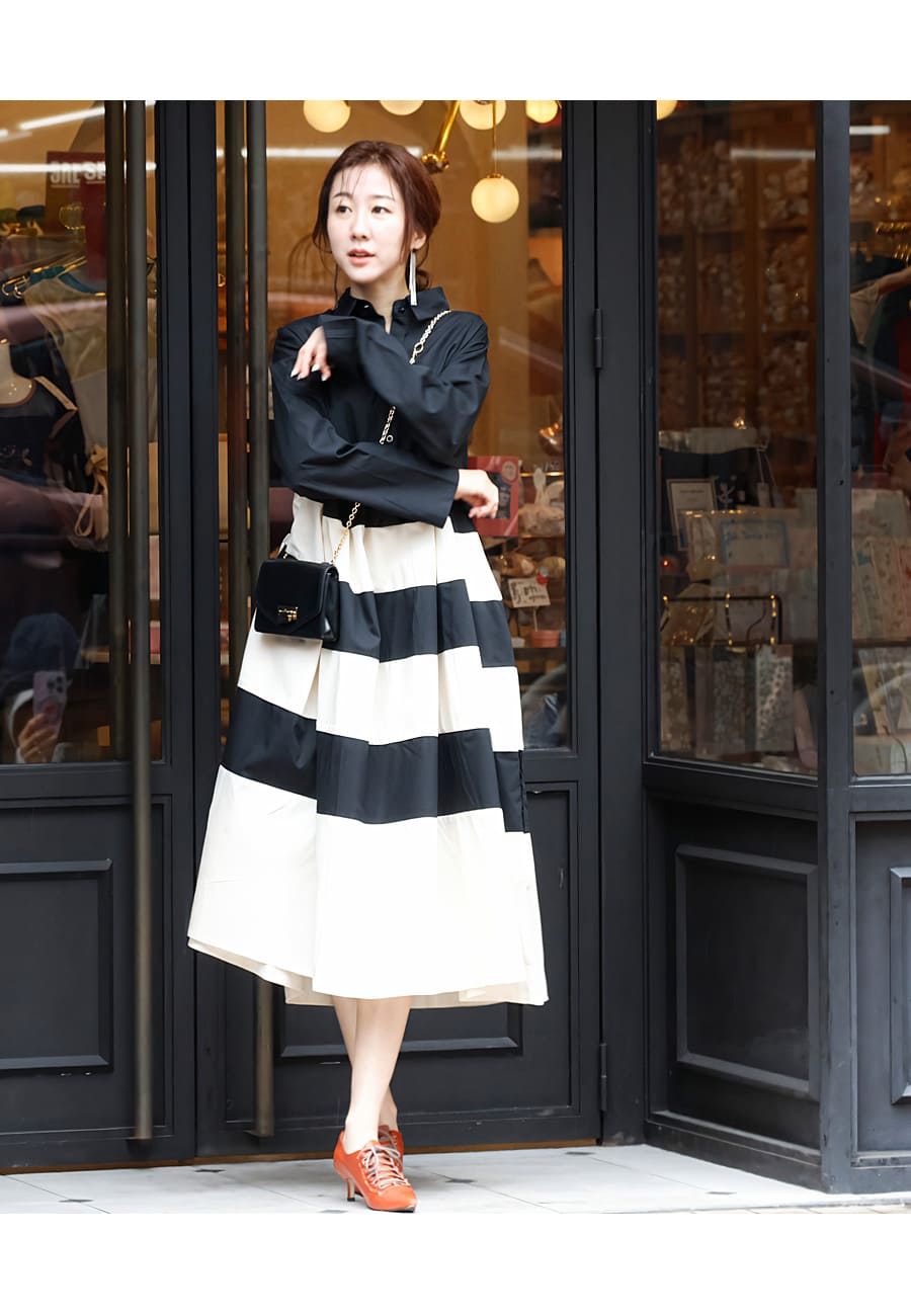 授乳服・マタニティウエア＞パリス・バイカラーフレアーシャツ