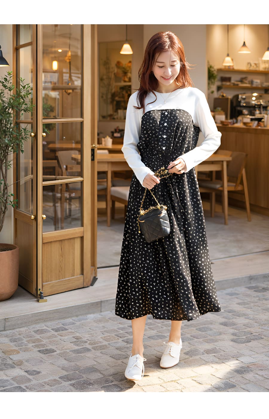 授乳服・マタニティウエア＞小花柄ベア切替ワンピース｜マタニティ服と