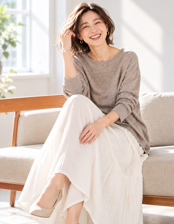 アシンメトリー・プリーツワンピース