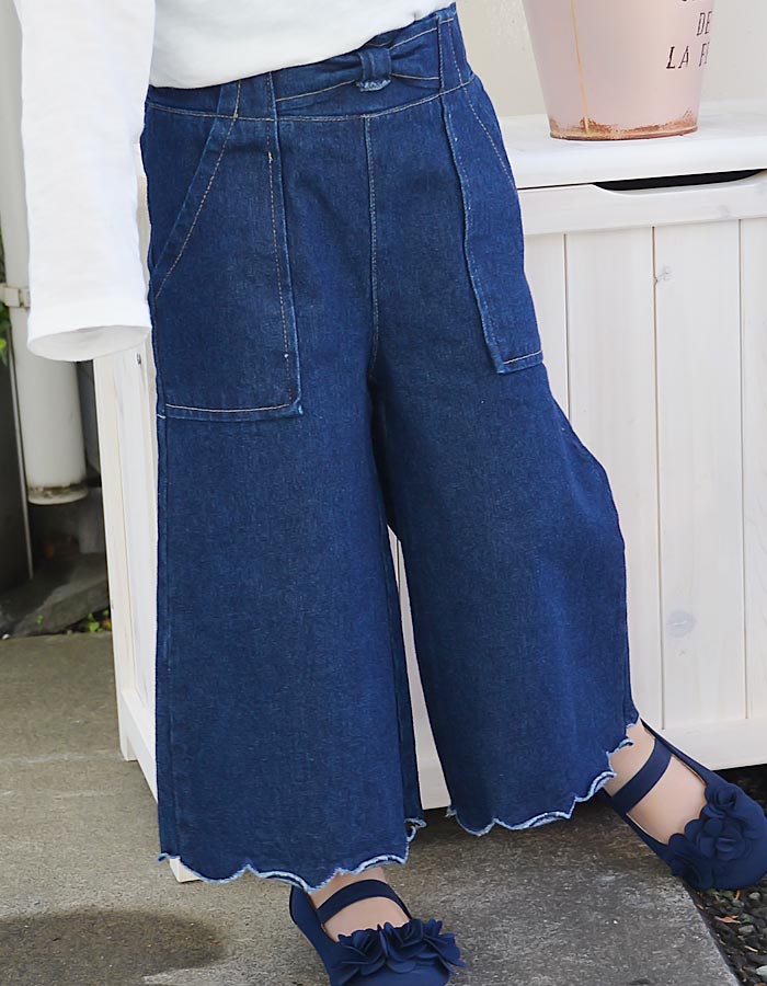 リボンデニムワイドパンツ