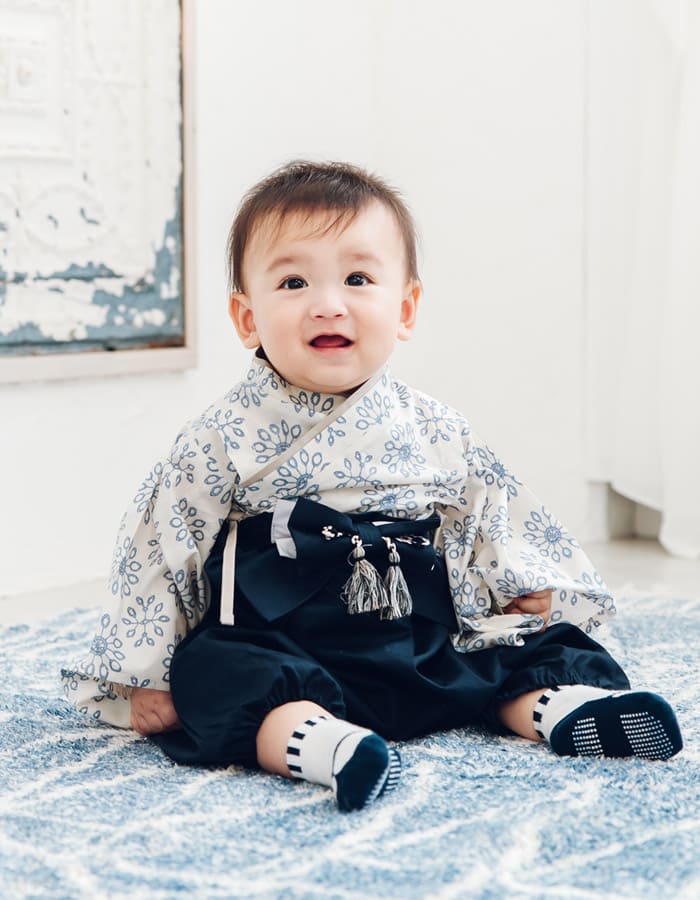 上品＆可愛い袴風和装セットアップ2点セット（男の子柄）