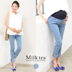 マタニティパンツ＞スーパーストレッチ美脚デニムパンツ