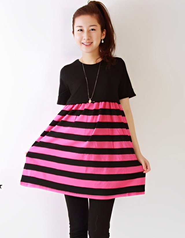 半袖・リラックスボーダールームワンピ