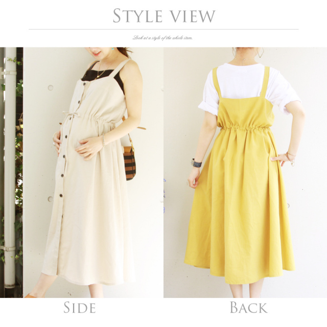 授乳服 マタニティ リネン オーバーワンピース 綿 麻のワンピース