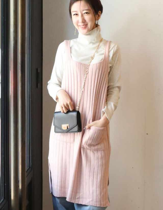 柔らかニットキャミワンピ