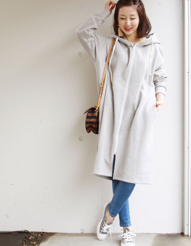 ゆるっと裏起毛・コットンジップアップパーカー