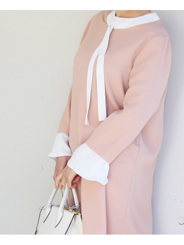 授乳服・マタニティ＞エレガント・ボウタイ・ジョーゼットドレス（お