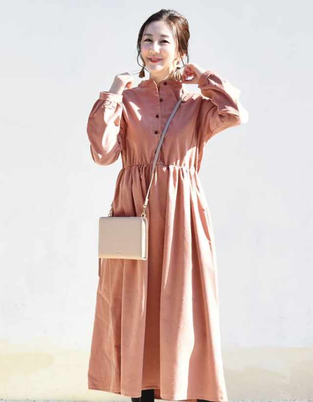 コットンコーデュロイ・パフィーワンピース