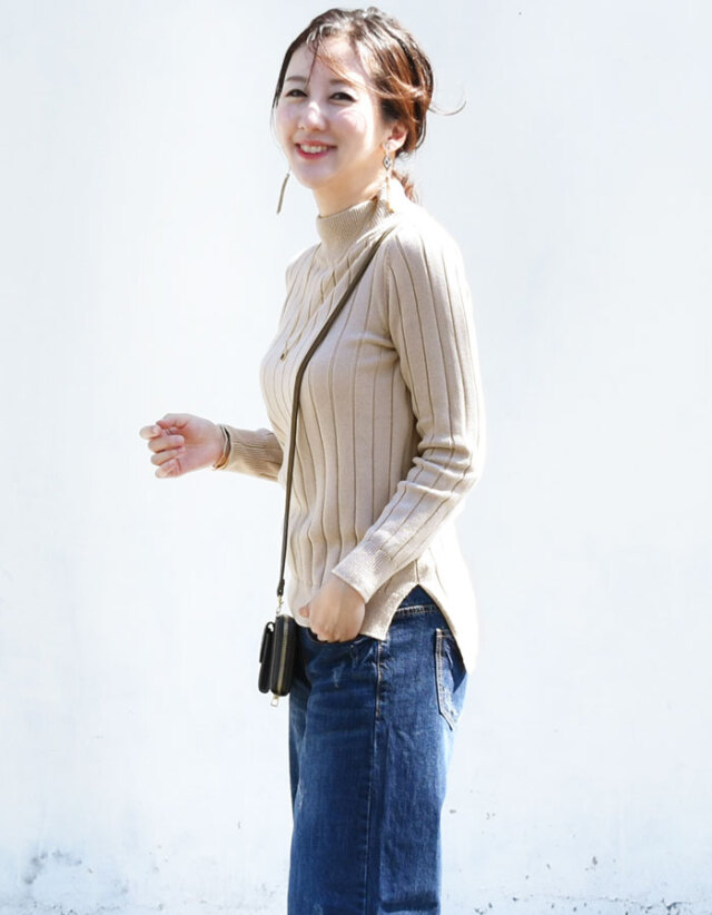 リゼ・コットン100％ふんわり柔らかリブ綿ニット