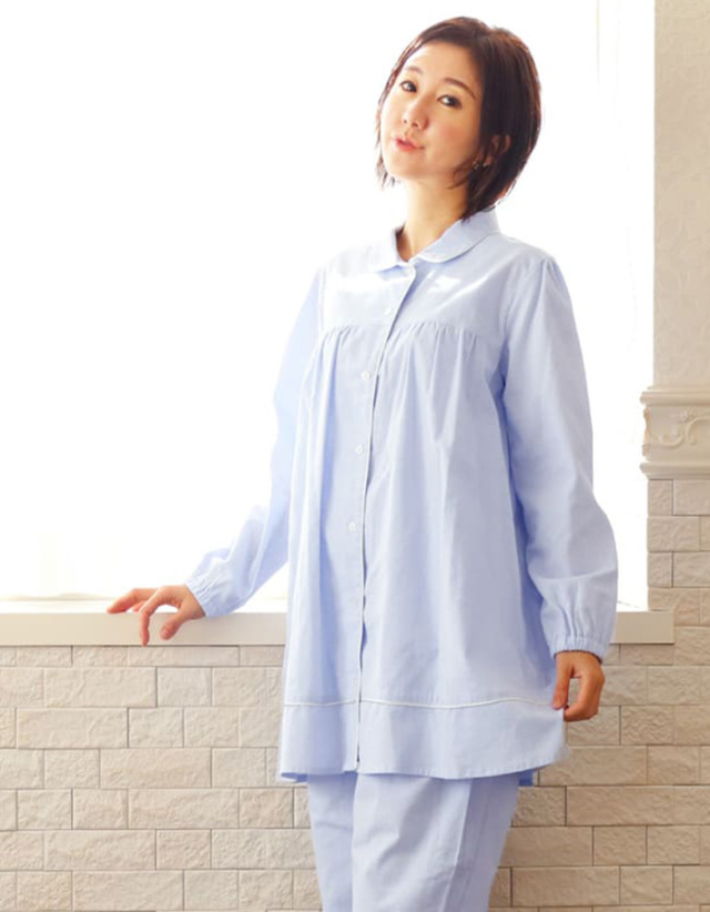 シルフィ・綿100％ふわさらフランネルサテンパイピングパジャマ