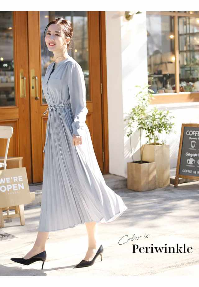 シンプルで通年使える上品なデザインと素材感と綺麗なライン 広がるプリーツなどディテールにとことんこだわった授乳 マタニティワンピース です マタニティ服と授乳服の通販なら 公式 Milk Tea