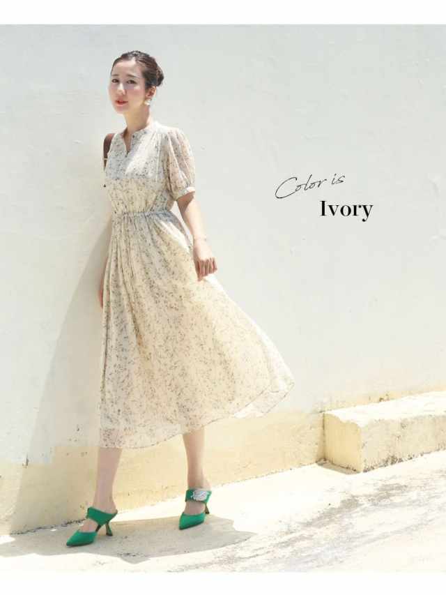 授乳服・マタニティ＞半袖リネット・シフォンフラワーワンピース