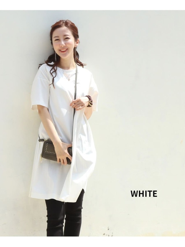 授乳服・マタニティ>サラ・接触冷感&抗菌機能付き!さらっと快適ロングTシャツ|マタニティ服と授乳服の通販なら【公式】Milk tea 授乳服 チュニック Tシャツ