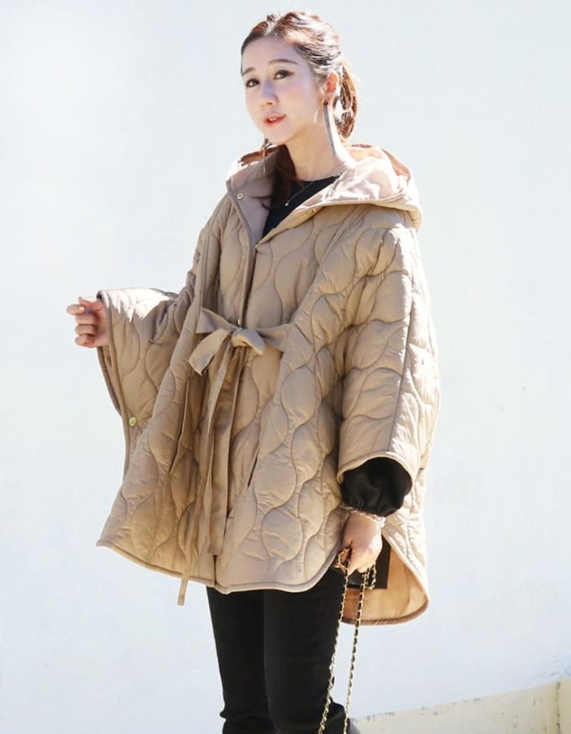 抱っこ＆おんぶOK！ヘレナ・キルティング＆リボンポンチョコート【6325251】