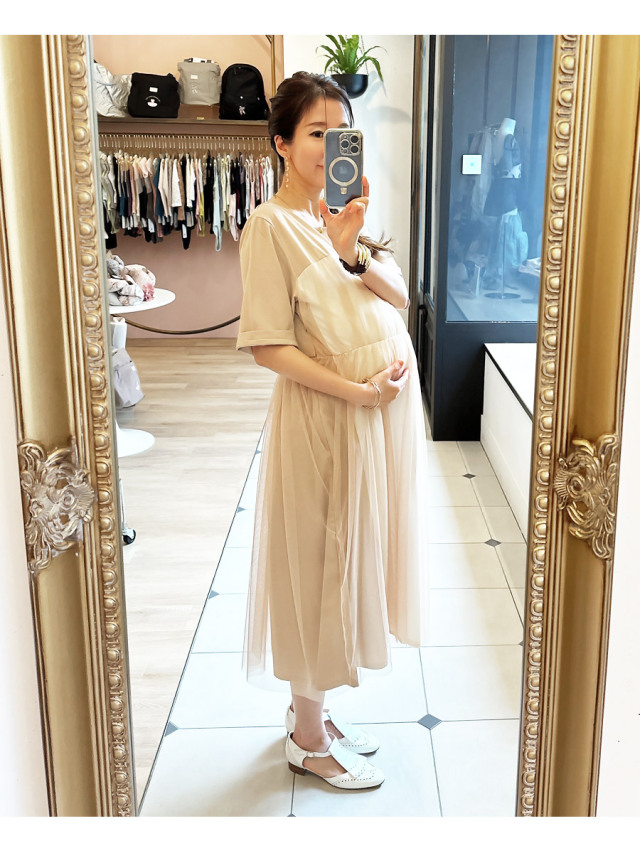 授乳服・マタニティウエア＞エミリア・重ねチュールワンピース