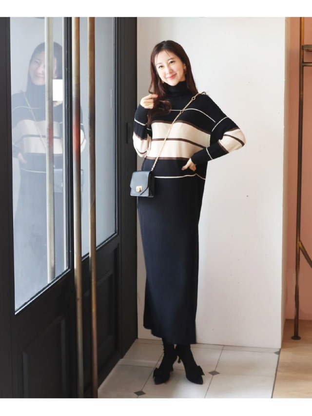 授乳服・マタニティウェア＞ヘイゼル・ランダムボーダーニット