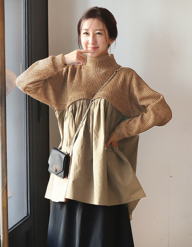 ミミ・ニット切り替えプルオーバー＆チュニック