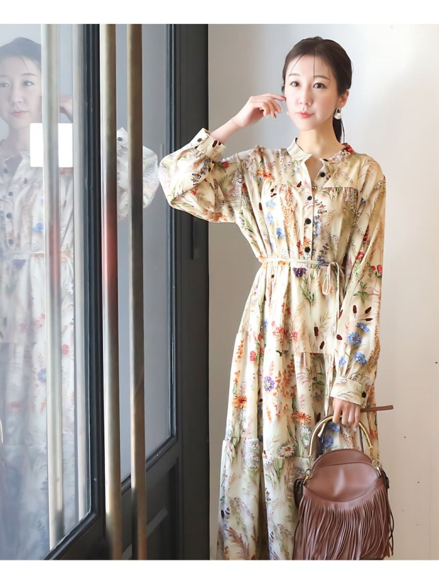 【美品】Milk tea マタニティ 授乳服 ロングワンピース ティアード 授乳服・マタニティウエア＞アレクシア・ティアードロング