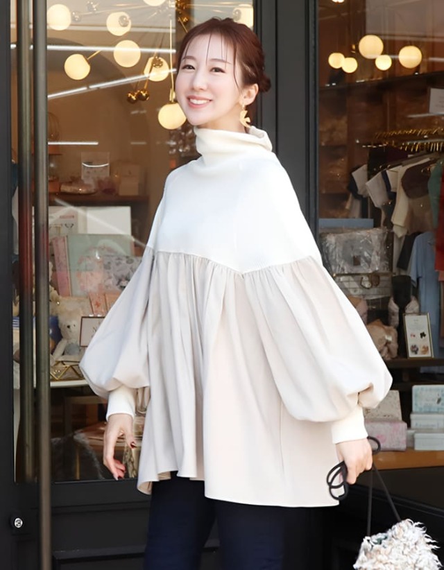 ジル・ふんわりニット切り替えプルオーバー&チュニック