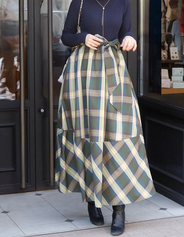 ルーシー・リブハイネック×チェックドッキングワンピース【6525317】