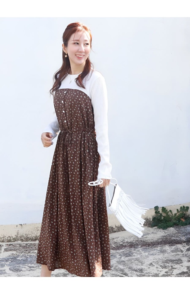 授乳服・マタニティウエア＞小花柄ベア切替ワンピース｜マタニティ服と