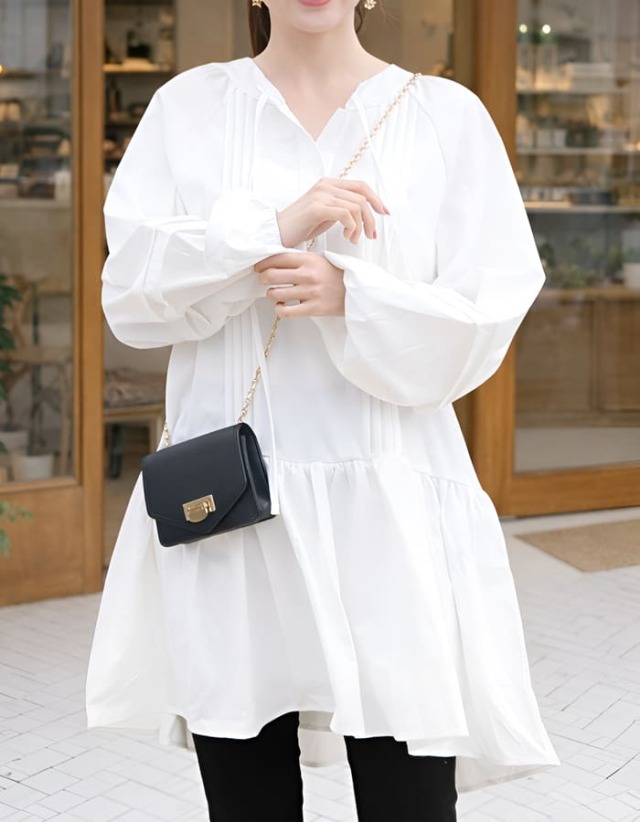 ＜授乳服・マタニティウエア＞フィオナ・ホワイトギャザーミニワンピース