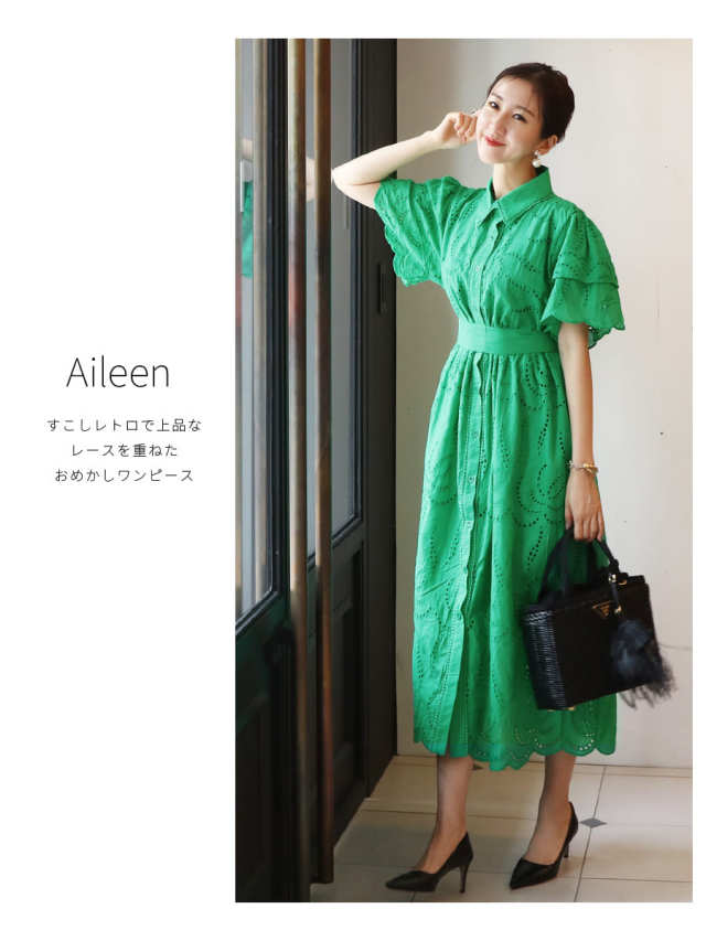 AVERY】アイリーン・パンチングレースリボンワンピース｜マタニティ服