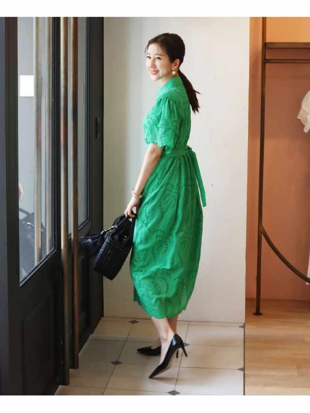 AVERY】アイリーン・パンチングレースリボンワンピース｜マタニティ服