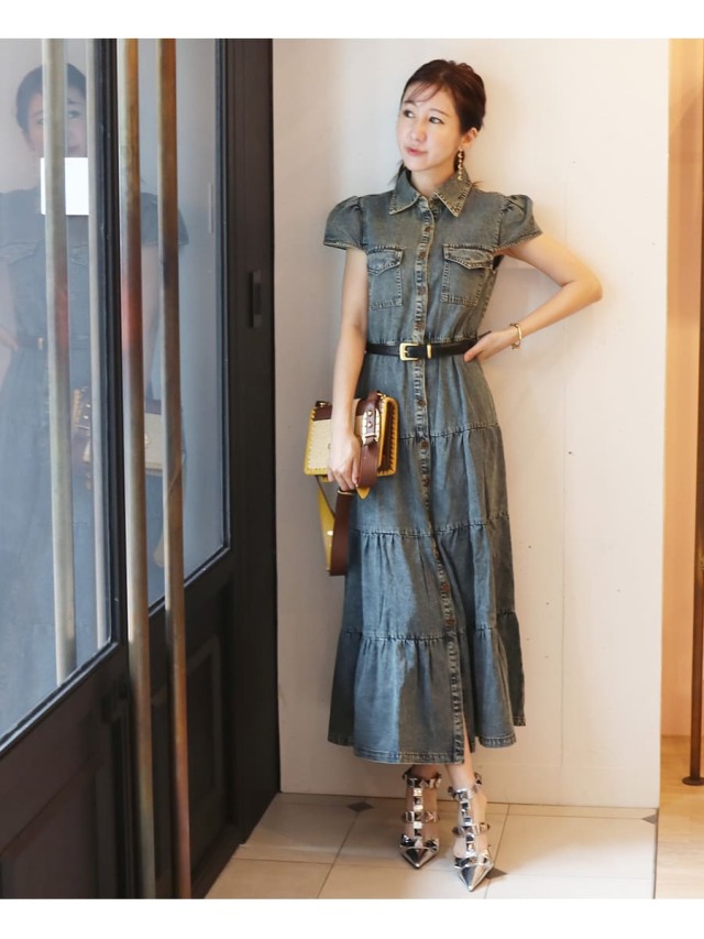 AVERY】デニムティアードワンピ・ベルト付き｜マタニティ服と授乳服の