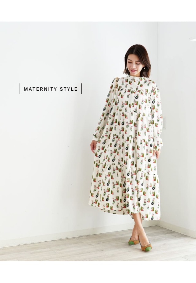 マタニティ ワンピース LIBERTY リバティ AVERY】キャロル・ロマンティックバニー・ティアードワンピース