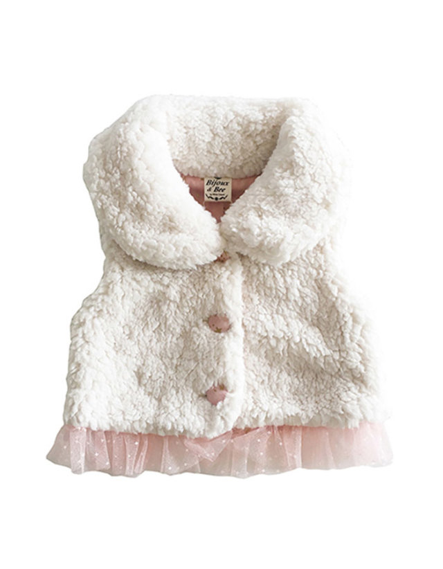 【bijoux&bee】ビジューアンドビー 柔らかボアの星と月ベスト