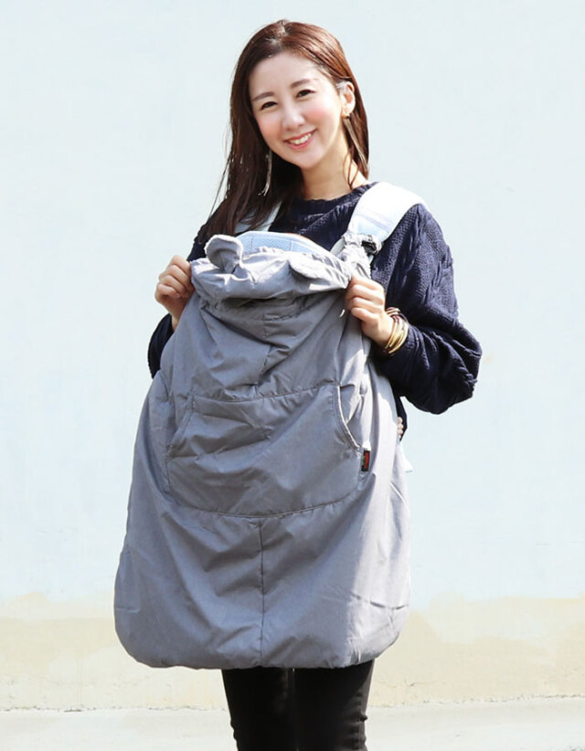 裏ボアふわふわ雪柄ジャガード保温機能中綿入りはっ水3WAYベビーケープ