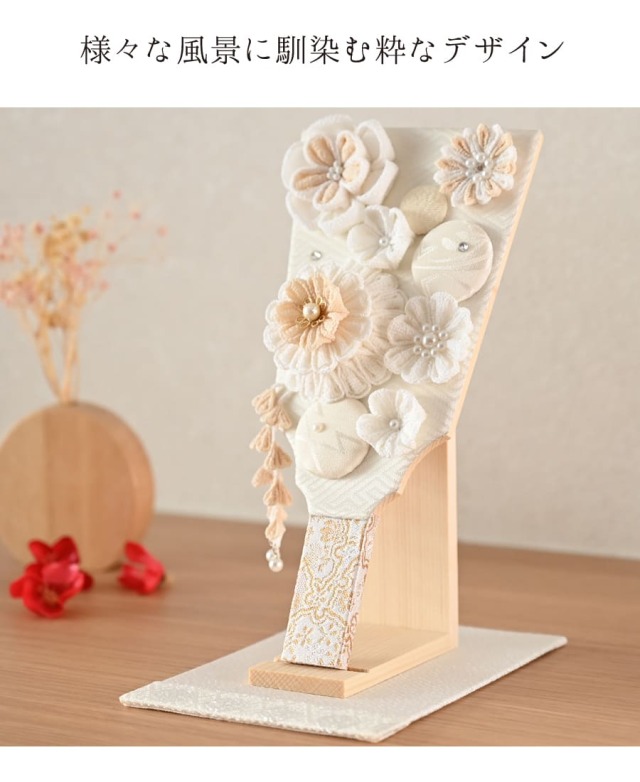 ベビー・キッズ＞白粋HAKI髪飾り付きつまみ細工羽子板飾り｜マタニティ