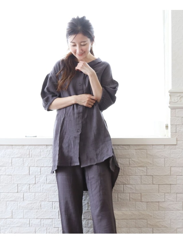 【産前・産後兼用】マタニティパジャマ（２トップ）　半袖　ガウン付き マタニティウエア・授乳服】ワッフル前開き半袖パジャマ（産前