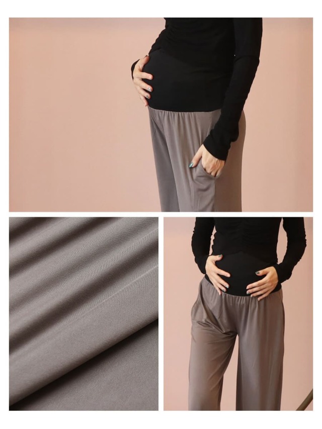 カジュアルパンツ　ヨガ　パンツ　ブラック　ウエストゴム　ポケット付き　マタニティ マタニティ・産後ヨガウェア＞楽ちん＆シルエットが綺麗なヨガサルエル