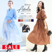 SALE 【13時までのご注文で即日発送対象】 ＜授乳服＆マタニティ＞新色追加！アメリア・セットアップ風ティアードワンピース【6215179】（スリットタイプの授乳口）