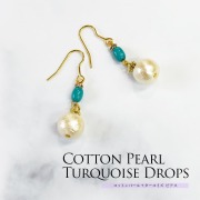 ＜アクセサリー＞コットンパール＆ターコイズピアス 2点までメール便可 アクセサリー ピアス ママ かわいい おしゃれ 軽い