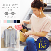 【闇市・B品】＜授乳服・マタニティ・トップス＞ベーシック・2wayポケッタブルTee（重ね着風・袖＆着丈調整可！）（1点までネコポス可）～闇市ルールご確認下さい～