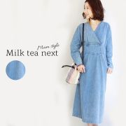 ＜Milk tea next＞デニムパフィーワンピ