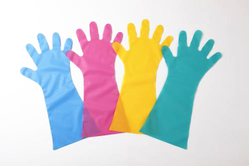 食品加工向け】【ポリエチレン製】エンボス手袋ロング カラー