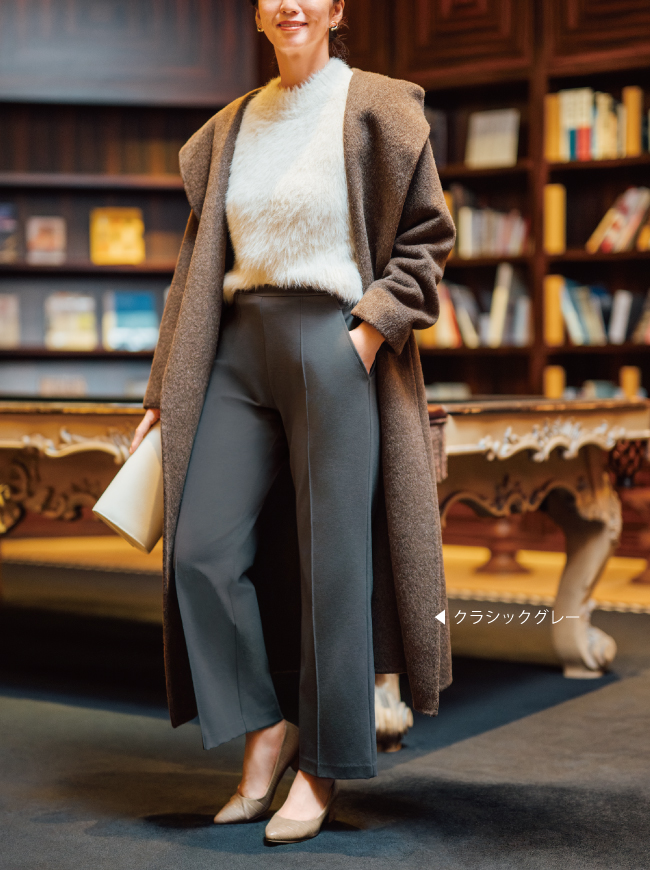 上質ごこち】MIYABIピンタックセミワイドパンツ【日本製】