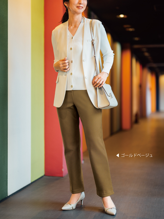 P2＜ピーツー＞】キュプラ裏起毛ストレートパンツ＜股下76cm＞【日本製】