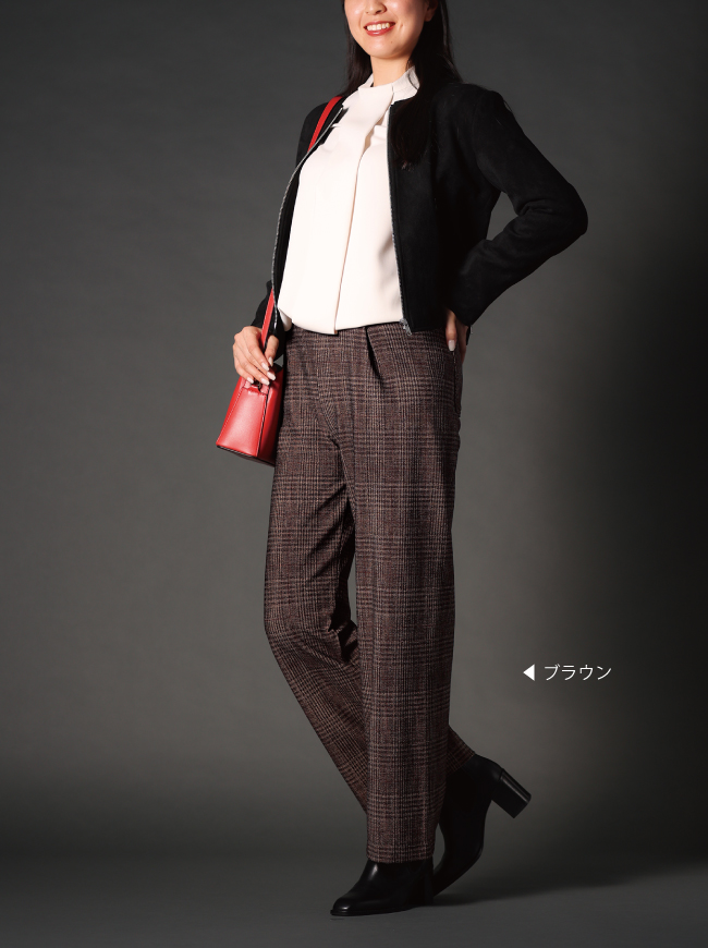 P2＜ピーツー＞】裏起毛プリントセミワイドパンツ【日本製】