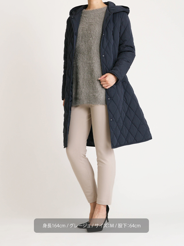 P2＜ピーツー＞】キュプラ裏起毛スリムパンツ【日本製】