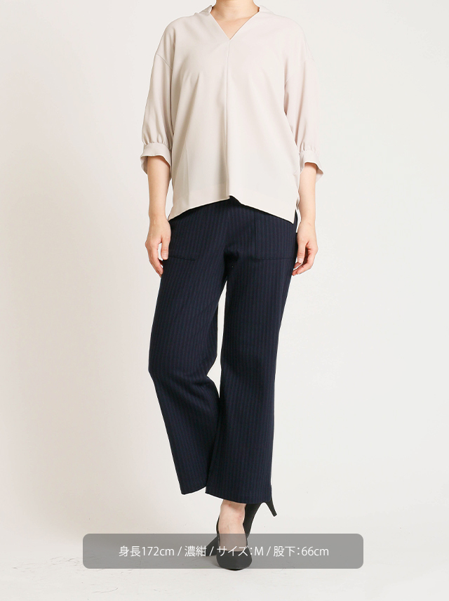 ANDAMON】綿100%ヒッコリーストライプベイカーパンツ【日本製】