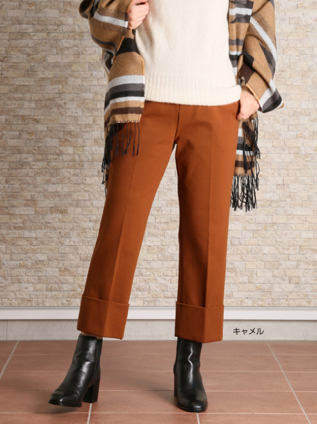 Milano Line Miyabi裾ダブルワイドクロップドパンツ 日本製