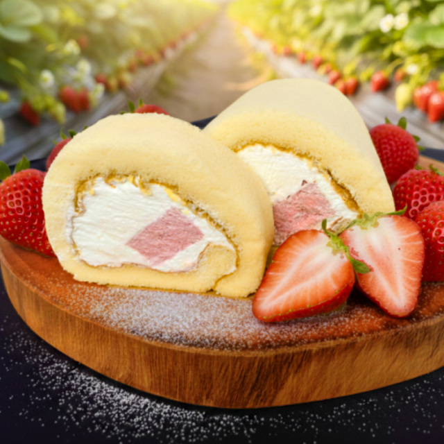 博多あまおうとジャージー牛乳の贅沢ロールケーキ